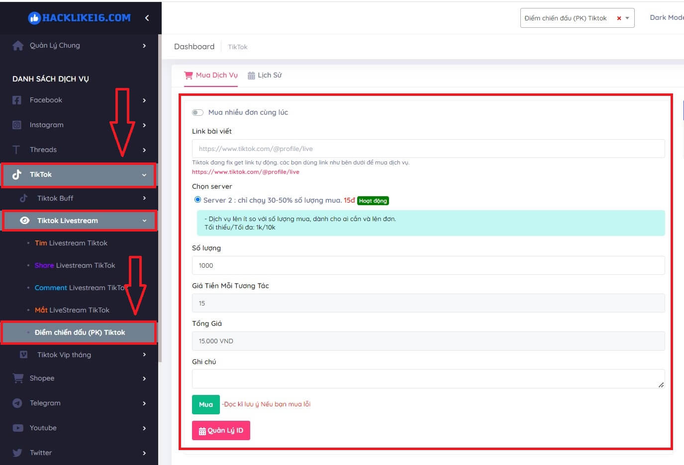 Huong-dan-cach-tang-PK-Livestream-TikTok-tai-Hacklike16-com