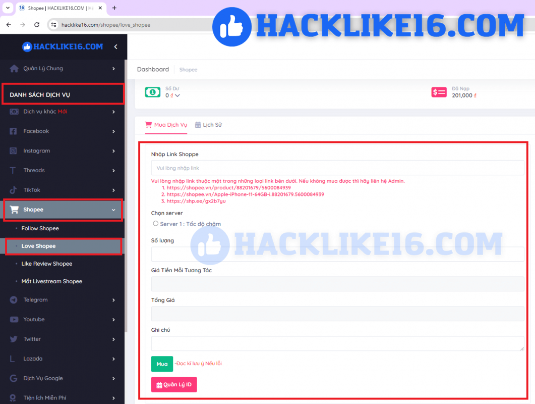 Dịch Vụ Tăng Love Shopee, Mua Yêu Thích Shopee Giá Rẻ huong-dan-tang-love-shopee-tai-hacklike16-com